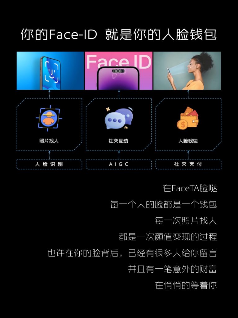 你的Face-ID 就是你的人脸钱包,让颜值成为可以变现的社交货币 !